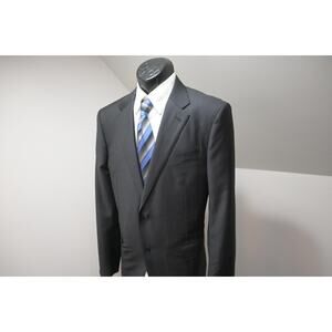 Ermenegildo Zegna Trofeo Black 100% Wool Suit Jacket Pants Custom 35 x 33 44 L